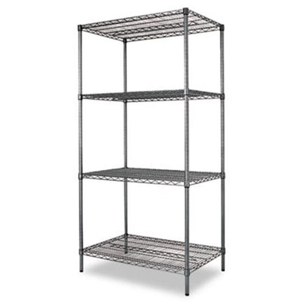 Alera SW503624BA Industrial Wire Shelving Starter Kit Four Shelves 36w x 24d x 72h Black SW503624BA - main